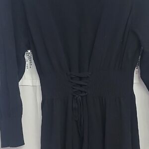 Torrid Black Long Sleeve Dress with Lace-Up Detail